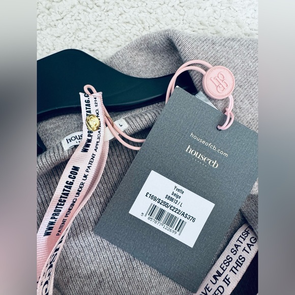 House of CB Yvette long sleeves button up sweater midi dress beige - Picture 16 of 17